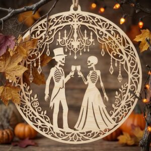 Skeleton Ornament SVG Bundle, Gothic Skull Rose Decor, Multi Layered Designs