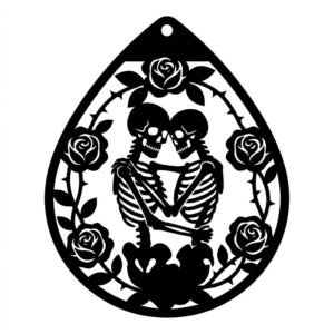 Skeleton Ornament SVG Bundle, Gothic Skull Rose Decor, Multi Layered Designs