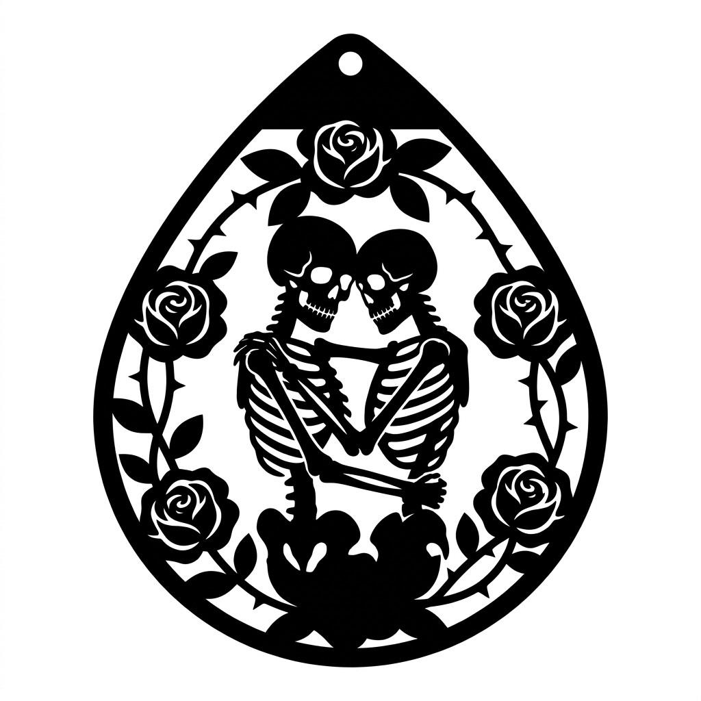 Skeleton Ornament SVG Bundle, Gothic Skull Rose Decor, Multi Layered Designs
