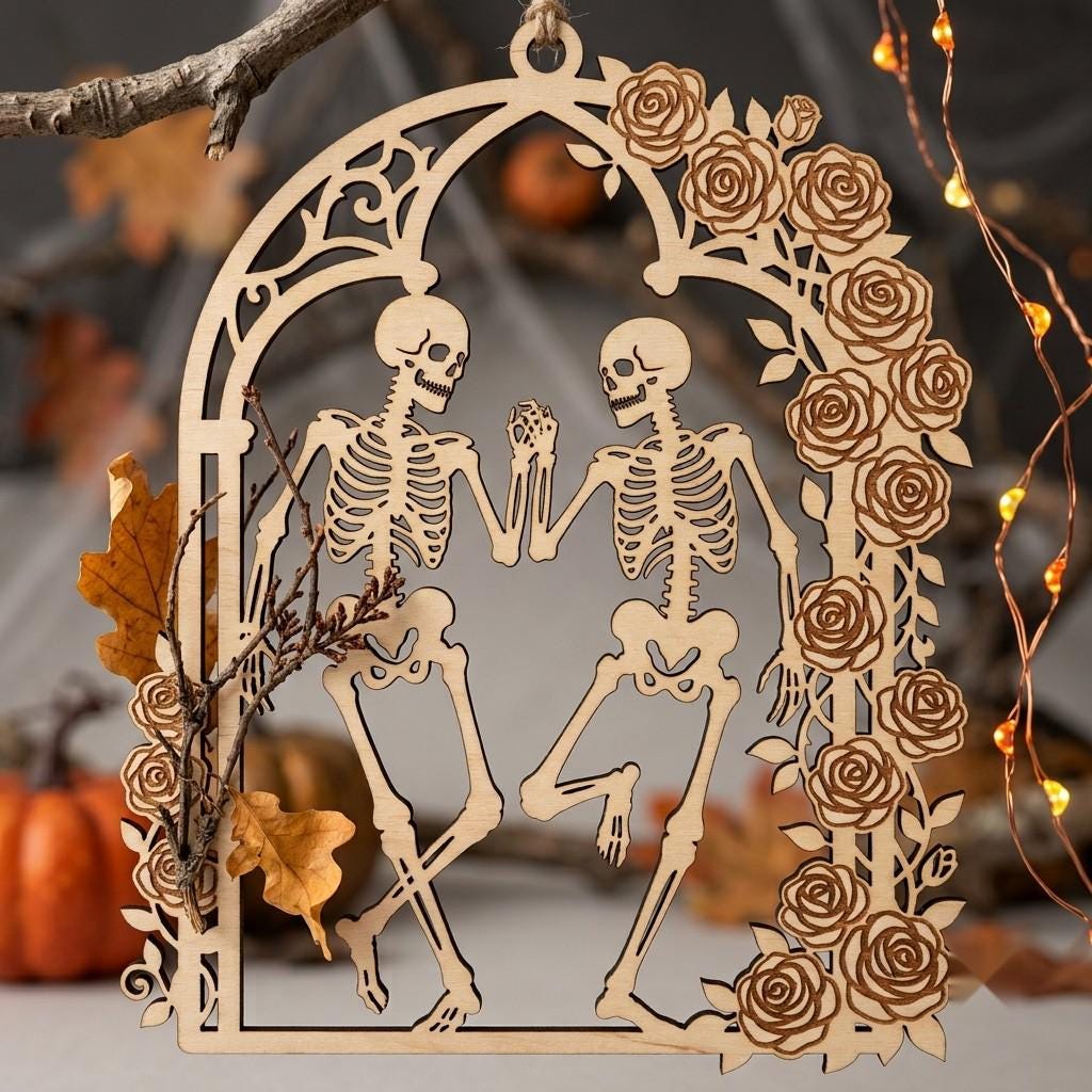 Skeleton Ornament SVG Bundle, Gothic Skull Rose Decor, Multi Layered Designs