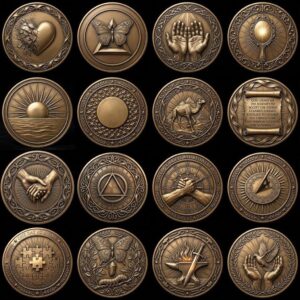 Sobriety Coin Depth Map PNG, Hero Journey Relief Recovery Token Laser File