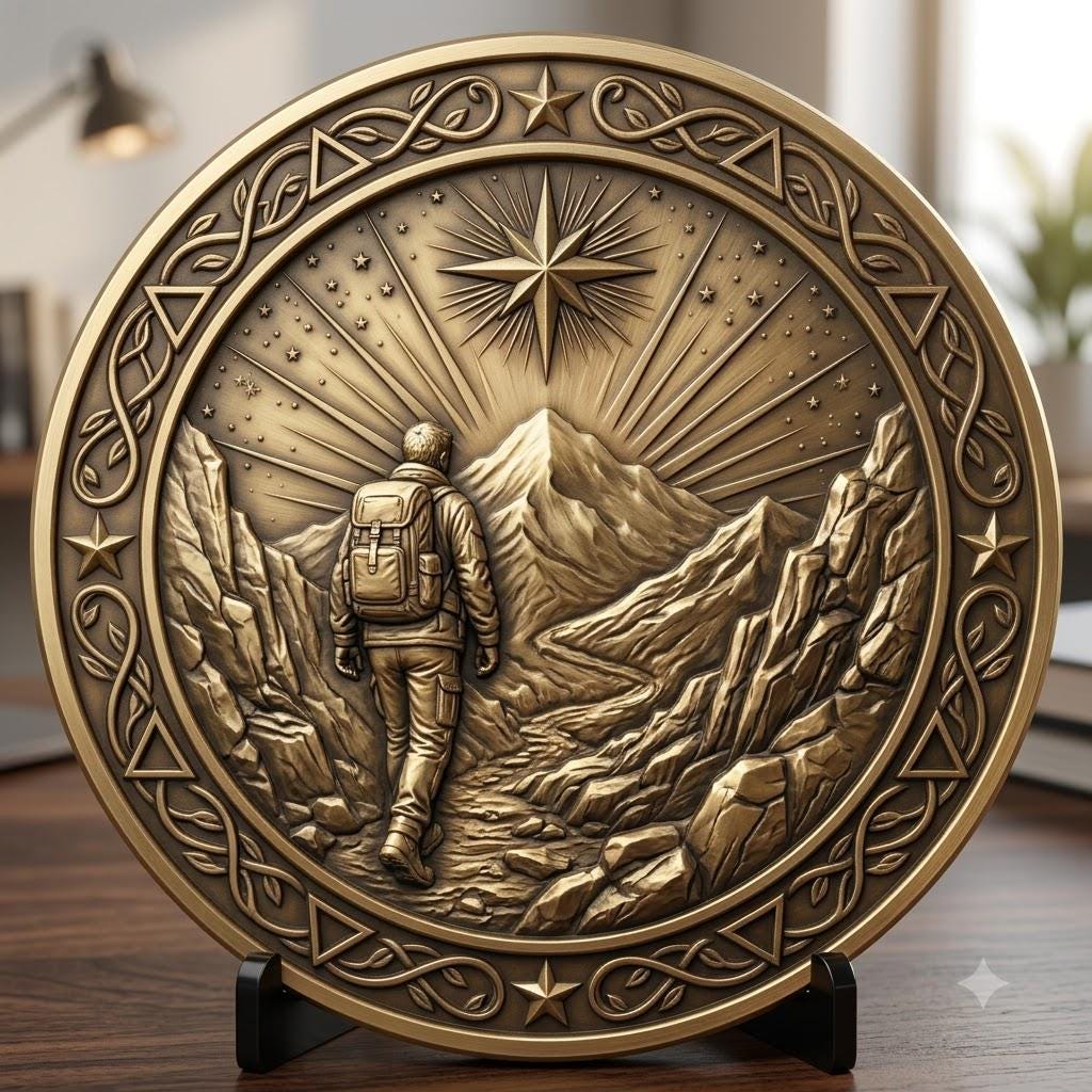 Sobriety Coin Depth Map PNG, Hero Journey Relief Recovery Token Laser File