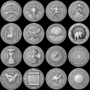 Sobriety Coin Depth Map PNG, Hero Journey Relief Recovery Token Laser File