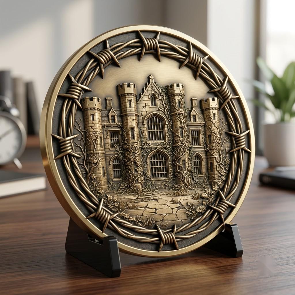 Spooky Halloween Coin Engraving Depth Map, Haunted Token Relief for Laser