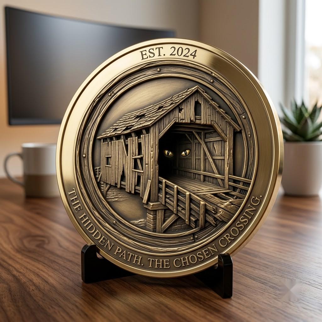 Spooky Halloween Coin Engraving Depth Map, Haunted Token Relief for Laser