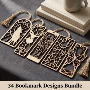 Stained Glass Animal Bookmark Pattern, Wildlife Silhouette Wood Page Marker