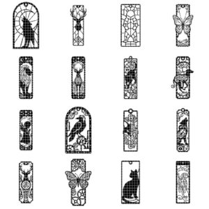 Stained Glass Animal Bookmark Pattern, Wildlife Silhouette Wood Page Marker