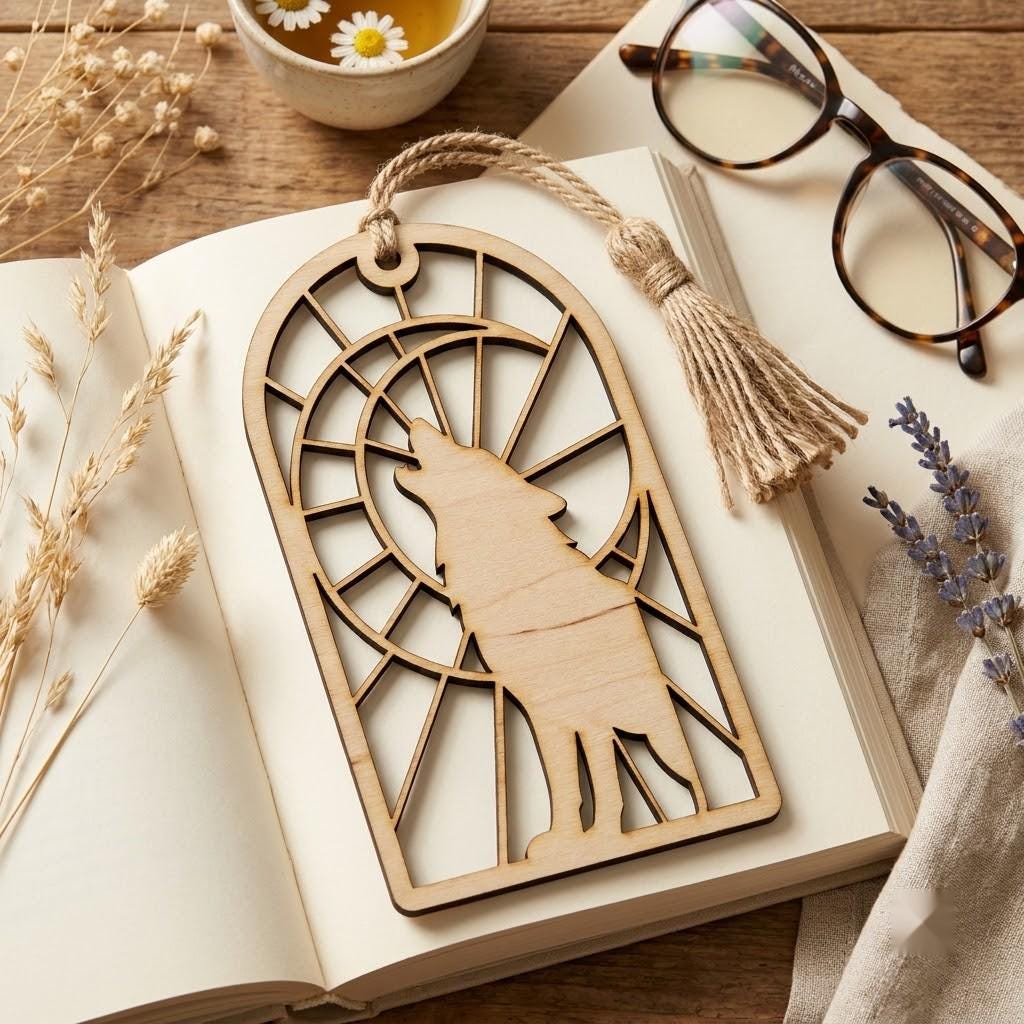 Stained Glass Animal Bookmark Pattern, Wildlife Silhouette Wood Page Marker