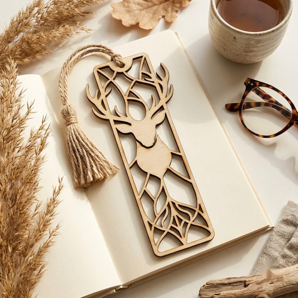 Stained Glass Animal Bookmark Pattern, Wildlife Silhouette Wood Page Marker