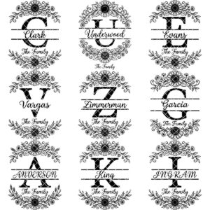 Sunflower Monogram Alphabet, Custom Family Surname Engraving Design for Board