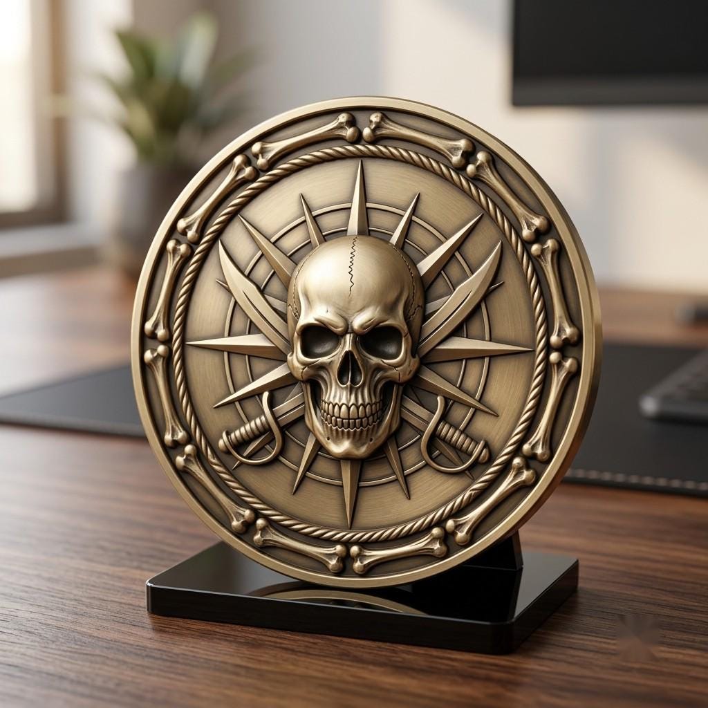 Tactical Skull Challenge Coin Depth Maps, Military Laser Engraving Relief