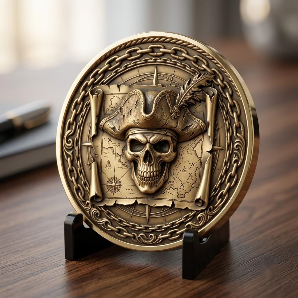Tactical Skull Challenge Coin Depth Maps, Military Laser Engraving Relief