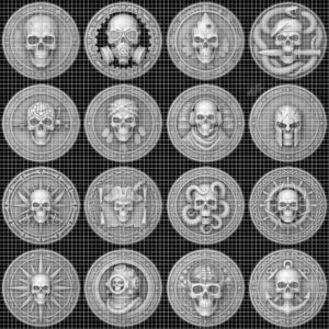 Tactical Skull Challenge Coin Depth Maps, Military Laser Engraving Relief