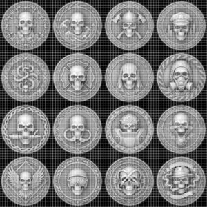 Tactical Skull Challenge Coin Depth Maps, Military Laser Engraving Relief