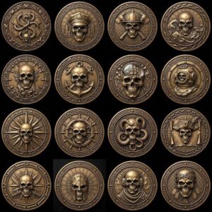 Tactical Skull Challenge Coin Depth Maps, Military Laser Engraving Relief