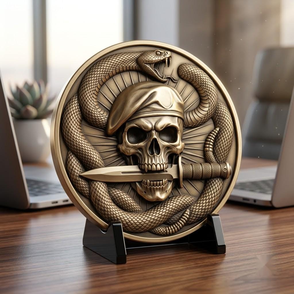 Tactical Skull Challenge Coin Depth Maps, Military Laser Engraving Relief