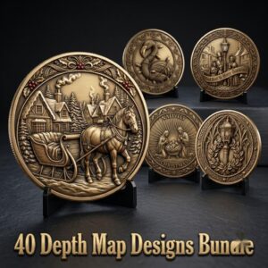 Ugly Christmas Sweater Challenge Coin, 3D Depth Map File for Laser Engraving