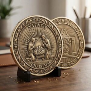 Ugly Christmas Sweater Challenge Coin, 3D Depth Map File for Laser Engraving