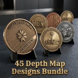 Ugly Christmas Sweater Depth Map, Knitted Challenge Coin Laser Engraving Relief