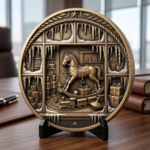 Ugly Christmas Sweater Depth Map, Knitted Challenge Coin Laser Engraving Relief