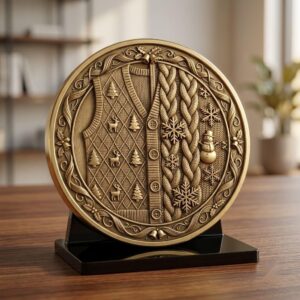 Ugly Christmas Sweater Depth Map, Knitted Challenge Coin Laser Engraving Relief