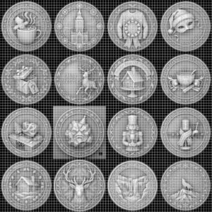 Ugly Sweater Christmas Challenge Coin, Laser Engraving Depth Map PNG Bundle