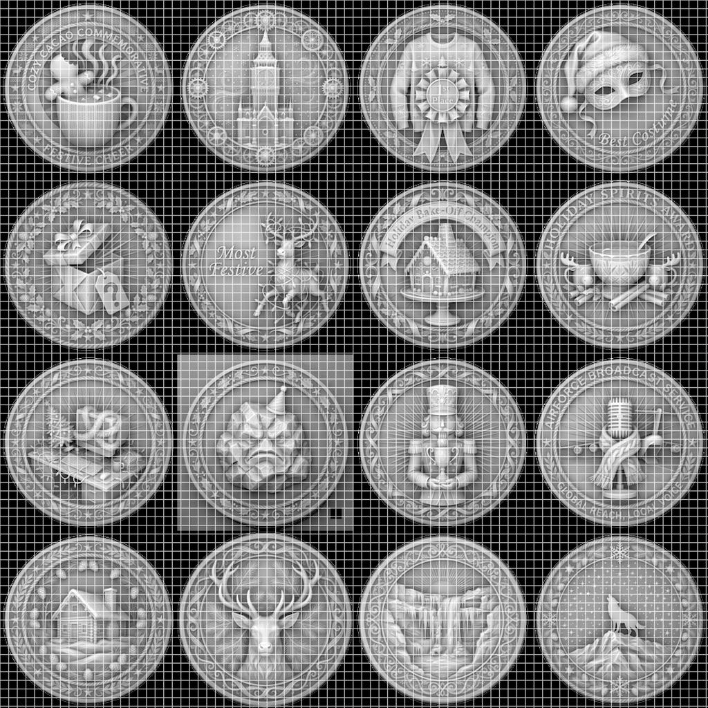 Ugly Sweater Christmas Challenge Coin, Laser Engraving Depth Map PNG Bundle