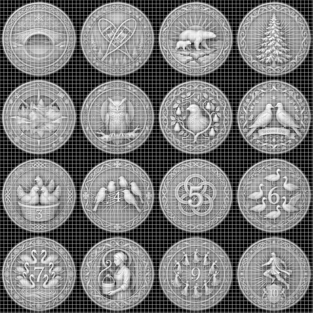 Ugly Sweater Christmas Challenge Coin, Laser Engraving Depth Map PNG Bundle