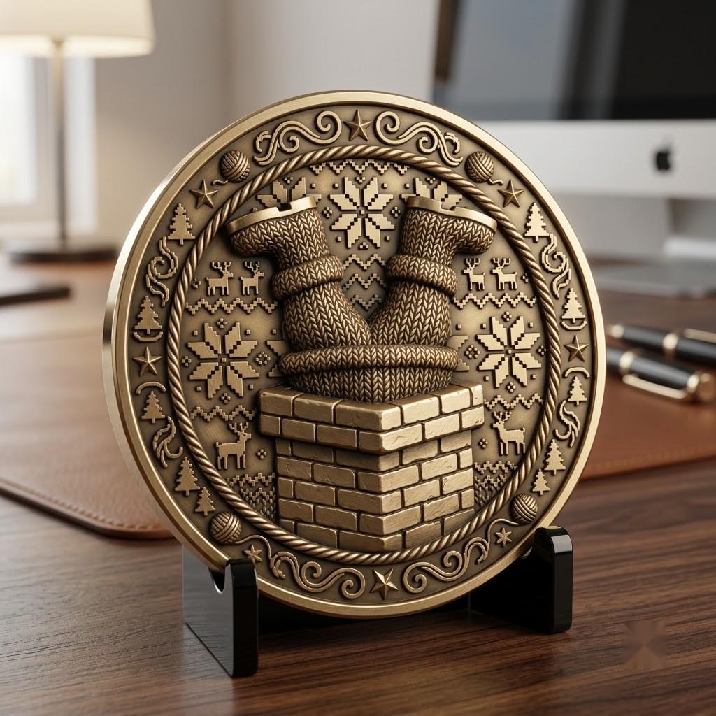 Ugly Sweater Christmas Challenge Coin, Laser Engraving Depth Map PNG Bundle