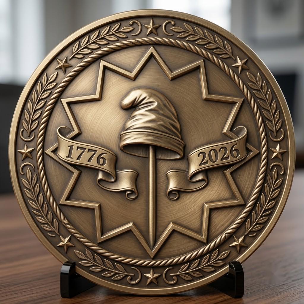 US Anniversary Crest Challenge Coin Laser Engraving Depth Map, Vintage PNG