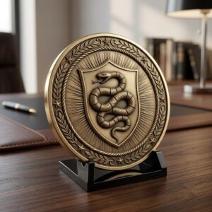 US Anniversary Crest Challenge Coin Laser Engraving Depth Map, Vintage PNG