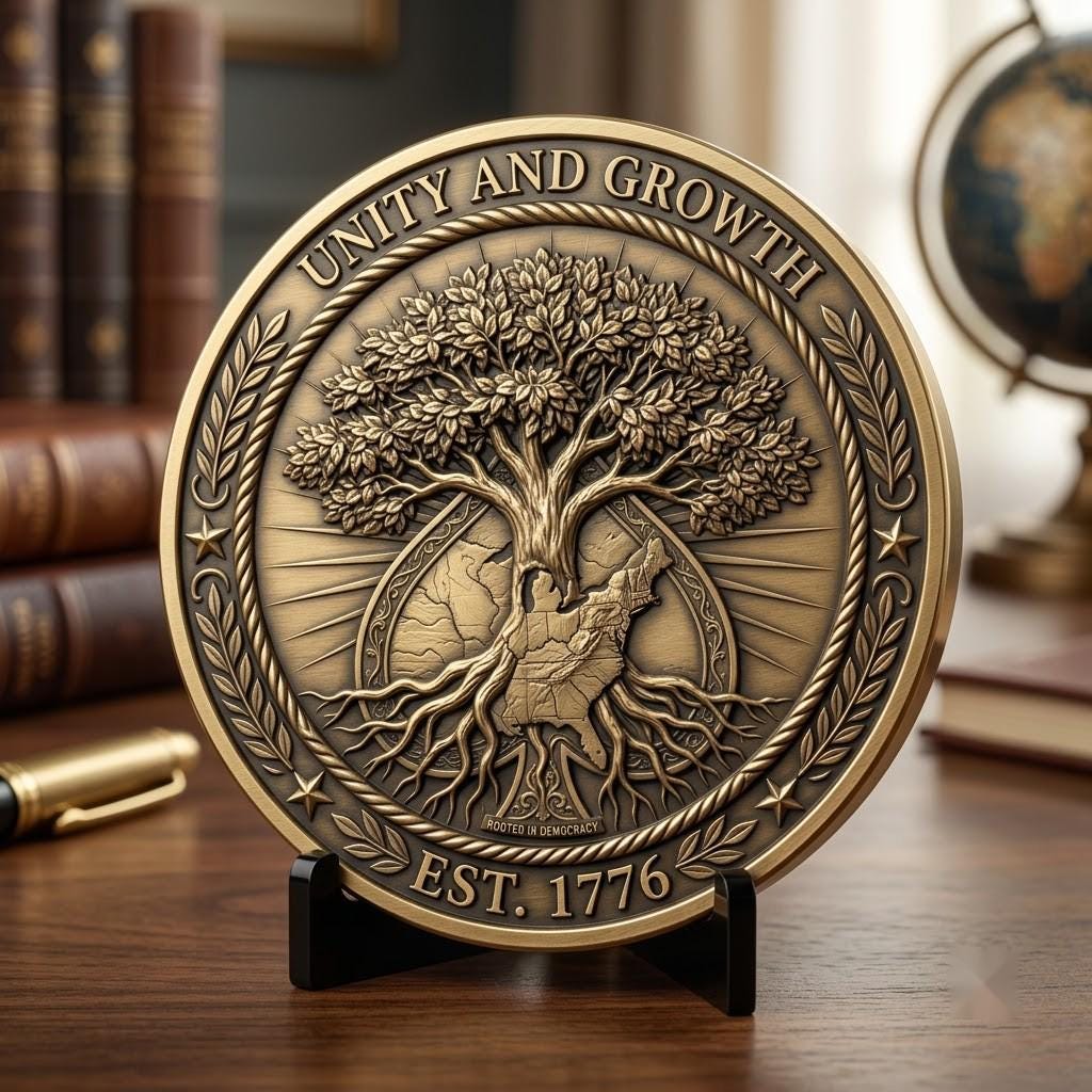 US Anniversary Crest Challenge Coin Laser Engraving Depth Map, Vintage PNG