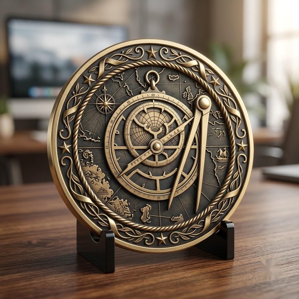 US Anniversary Crest Challenge Coin Laser Engraving Depth Map, Vintage PNG