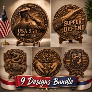 USA 250th Anniversary 3D Illusion File, Patriotic Military Plaque, Wood Sign Bundle