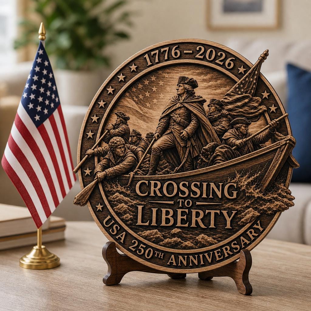 USA 250th Anniversary 3D Illusion Laser File, Patriotic Wood Sign Art Bundle
