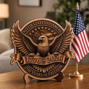 USA 250th Anniversary Bald Eagle 3D Illusion PNG, Wood Plaque Engraving File