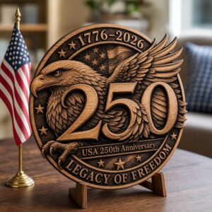 USA 250th Anniversary Bald Eagle 3D Illusion PNG, Wood Plaque Engraving File