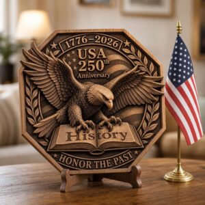 USA 250th Anniversary Bald Eagle 3D Illusion PNG, Wood Plaque Engraving File