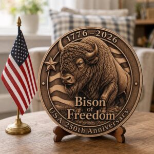 USA 250th Anniversary Bison Laser File, 3D Illusion Wooden Plaque, PNG Bundle
