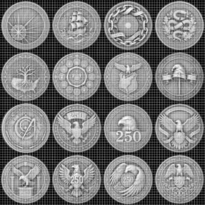 USA 250th Anniversary Challenge Coin Laser File, 13 Colonies 3D Map