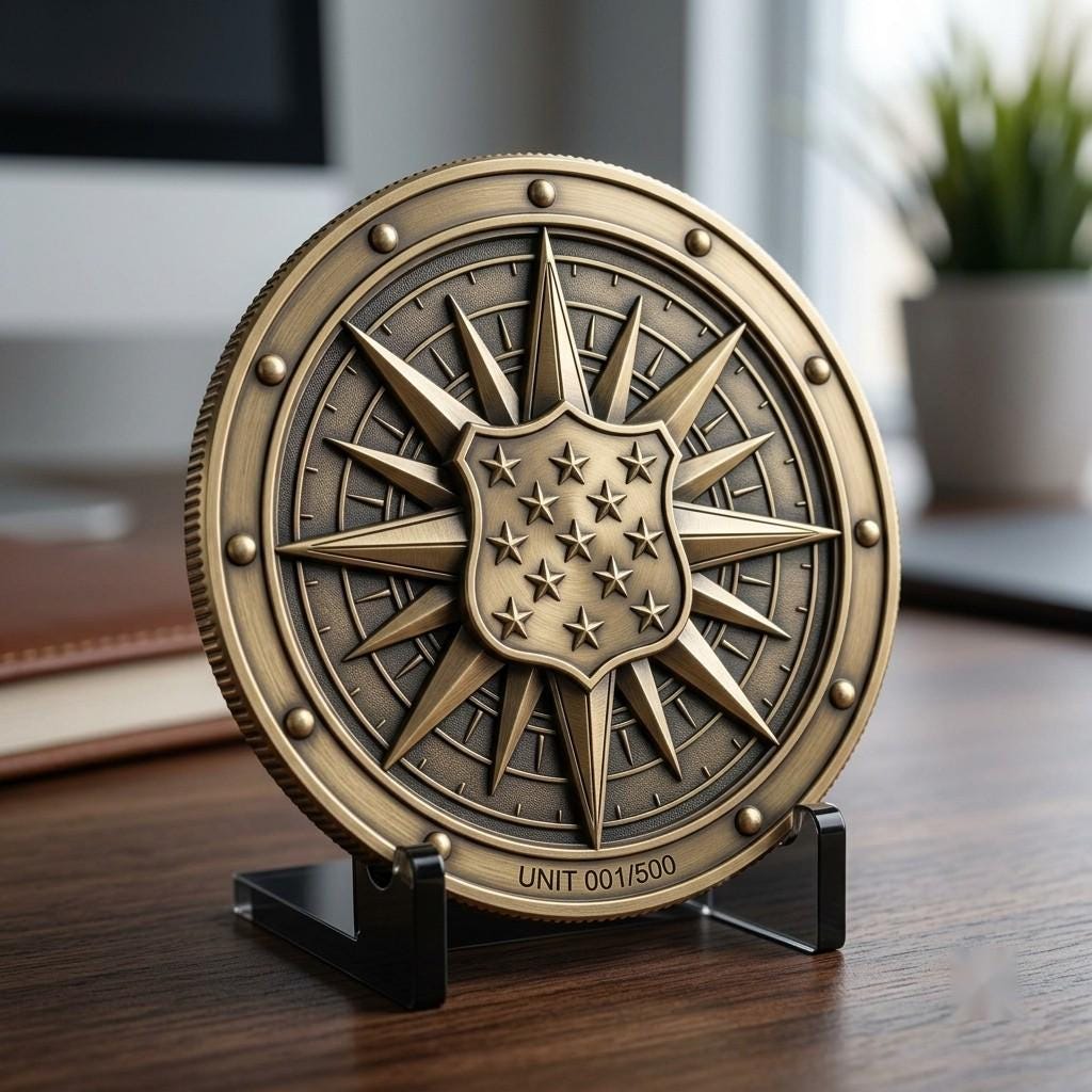 USA 250th Anniversary Coin Depth Map, 3D Relief Laser Design, Vintage Wreath