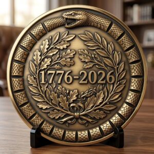 USA 250th Anniversary Coin Depth Map, 3D Relief Laser Design, Vintage Wreath