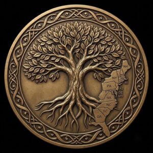 USA 250th Anniversary Coin Depth Map, 3D Relief Laser Design, Vintage Wreath