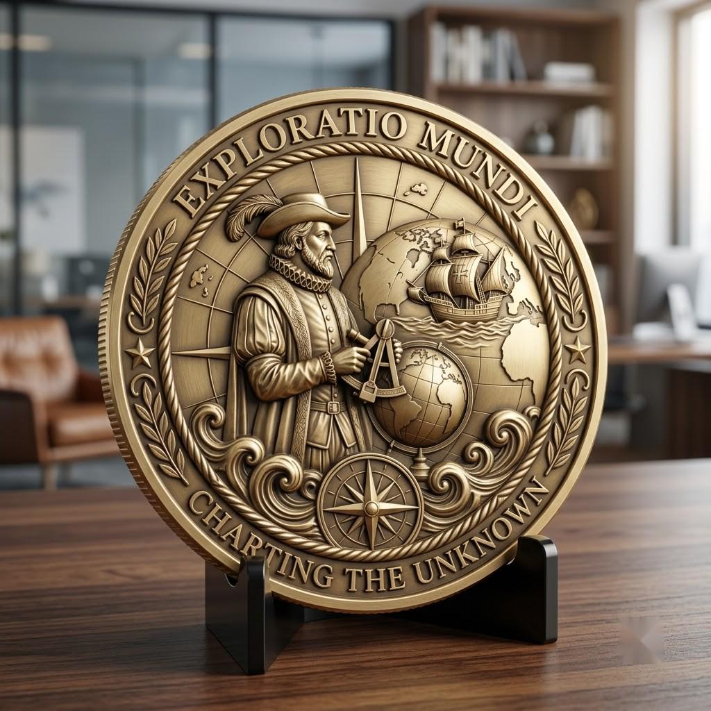 USA 250th Anniversary Coin Depth Map, 3D Relief Laser Design, Vintage Wreath