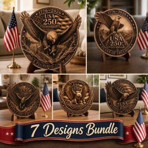 USA 250th Anniversary Eagle Laser File, Patriotic Wood Plaque Design Bundle