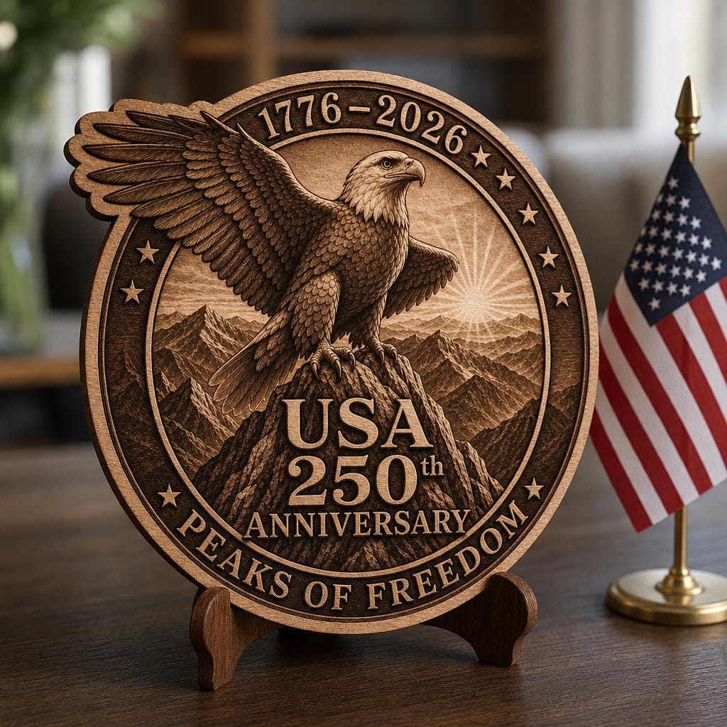 USA 250th Anniversary Eagle Laser File, Patriotic Wood Plaque Design Bundle