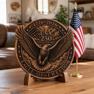 USA 250th Anniversary Eagle Laser File, Patriotic Wood Plaque Design Bundle