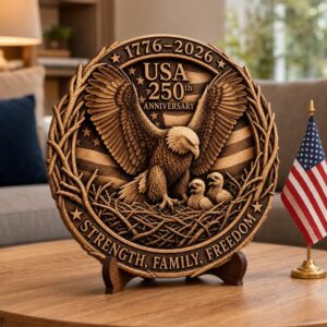 USA 250th Anniversary Eagle Laser File, Patriotic Wood Plaque Design Bundle