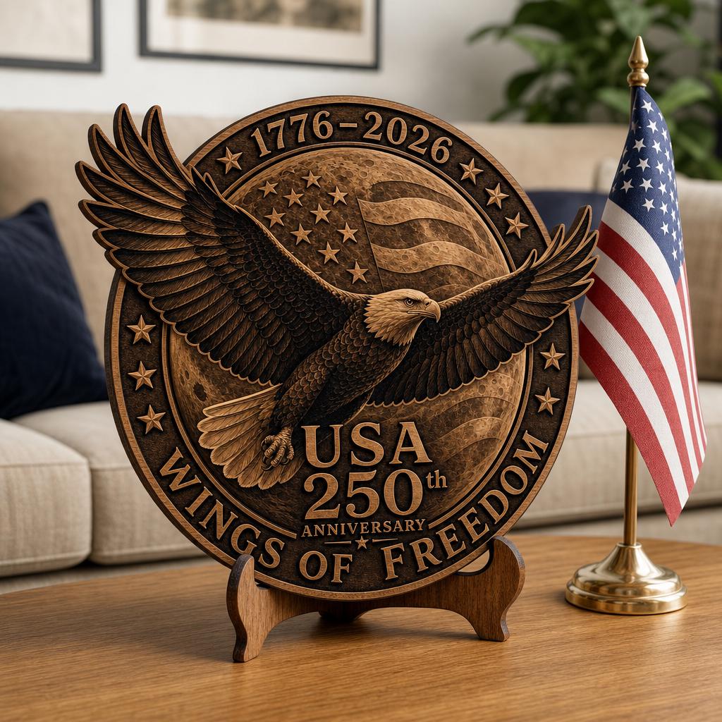 USA 250th Anniversary Eagle Laser File, Patriotic Wood Plaque Design Bundle