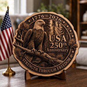 USA 250th Anniversary Eagle Laser File, Patriotic Wood Plaque Design Bundle